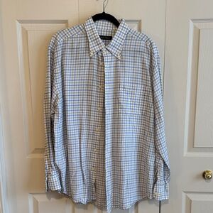 Classic Men's Blue and White Plaid Shirt